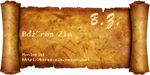 Béres Zia névjegykártya